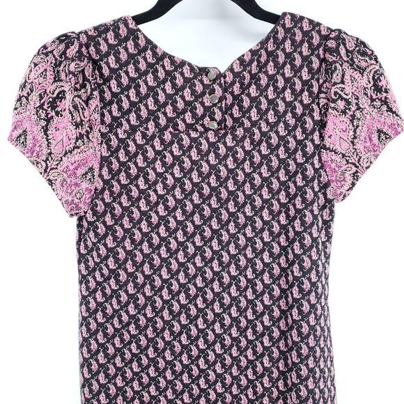 Maeve Boho VTG inspired Tapestry Paisley Geometric Metallic Shift Dress Lined XS - Picture 10 of 11